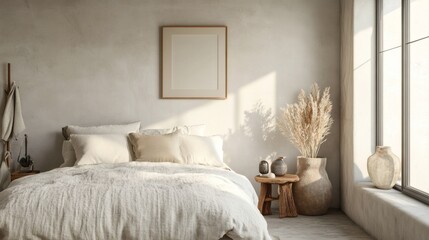Serene Minimalist Bedroom Interior with Natural Decor
