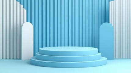 Fototapeta premium Abstract Blue and White Minimalist Display Stand
