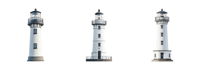 Naklejka premium Coastal Lighthouse on a Transparent Background