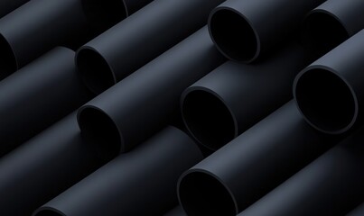 Fototapeta premium Abstract dark gray cylindrical shapes.