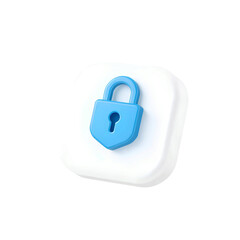 white 3d padlock icon, high quality png isolated on transparent background