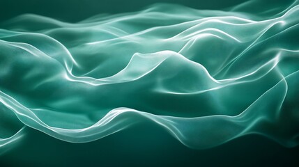 Obraz premium Teal Abstract Waves: A Serene Digital Artwork