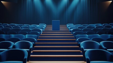 Fototapeta premium Empty theater seats ascending to a stage
