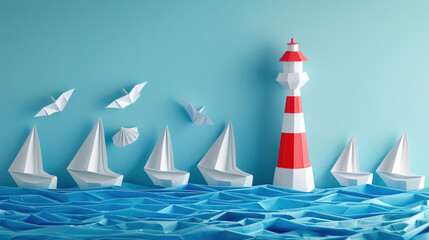 Naklejka premium lighthouse with boat