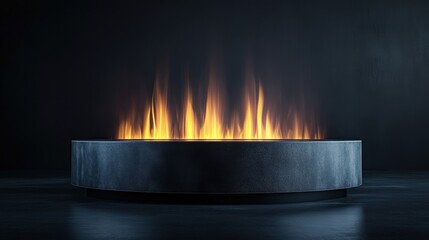 Modern Circular Fire Pit with Flames A Burning Design