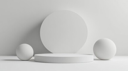 Minimalist White Geometric Display Platform Design