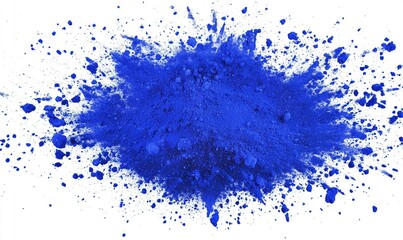 Fototapeta premium Blue powder explosion on white background, ideal for vibrant design projects (1)