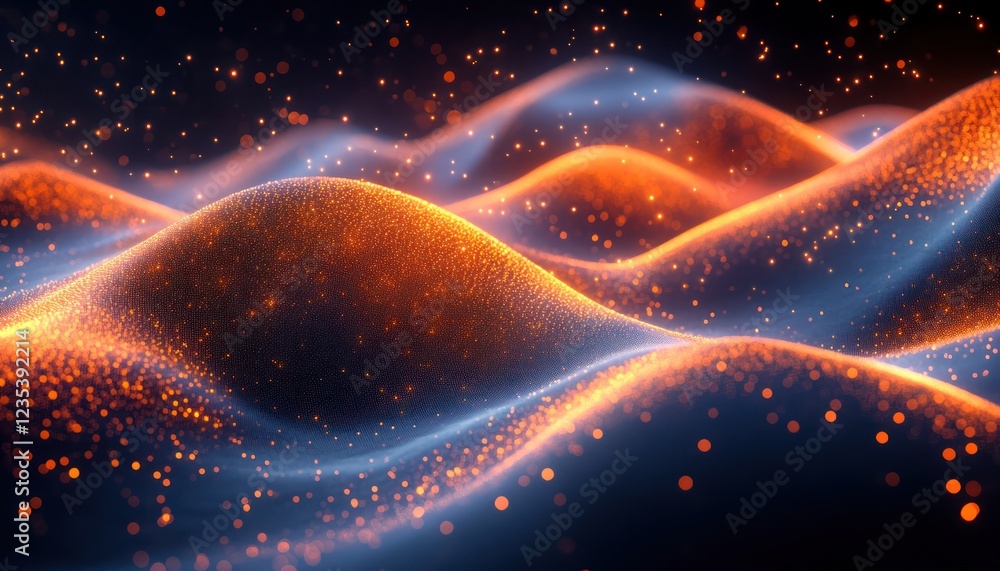 Wall mural overlapping glowing waves forming a futuristic layered abstract design