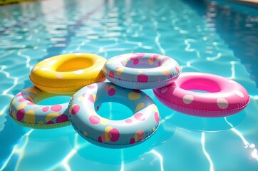 Relaxing poolside with vibrant pool floats