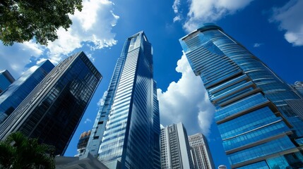 Obraz premium Modern Cityscape: A Low Angle View of Skyscrapers