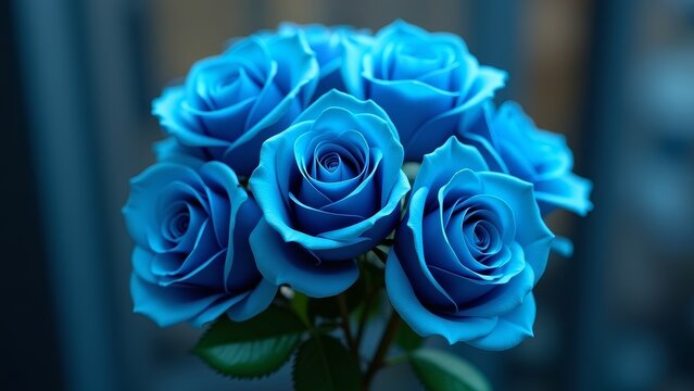 A bouquet of blue roses, symbolizing mystery and the unattainable - Powered by Adobe