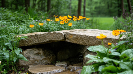 Obraz premium Adonis garden, A high-fidelity image of a fairytale-inspired garden featuring Adonis flowers in vibrant detail.