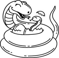 Hand drawn snake cartoon doodle outline
