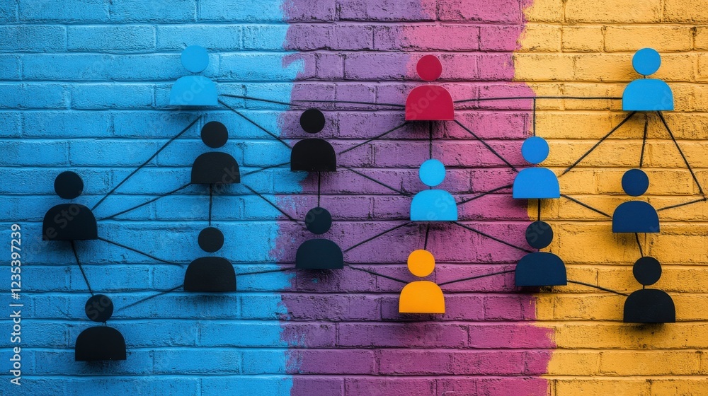 Aufkleber colorful connections representing social networking and community building
