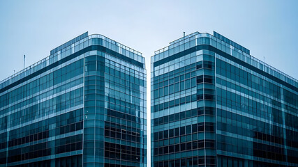 Obraz premium double exposure modern office building with sky