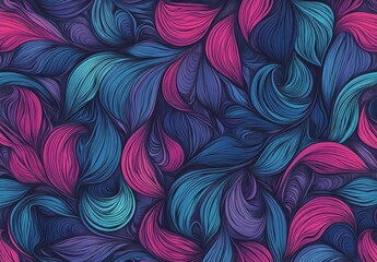 Vibrant Swirling Patterns of Colorful Leaves in Dynamic Abstract Design for Modern Backgrounds and Textures