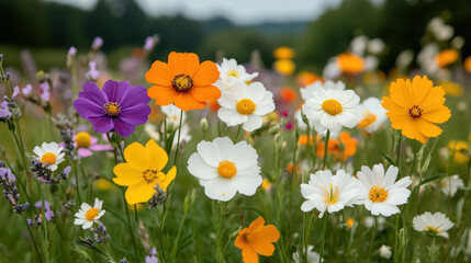 Adonis garden, A vibrant summer field filled with Adonis flowers in high fidelity resolution.