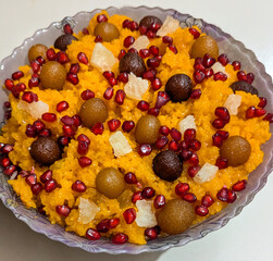 Shahi zarda ready to eat, Jorda Bangladeshi sweet rice recipe, Colorful sweetened rice, Famous sweet rice dish in Indian subcontinent 