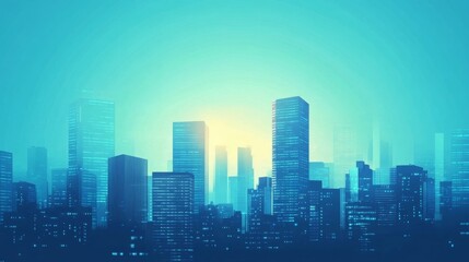 Obraz premium Futuristic City Skyline at Dawn: A Digital Painting