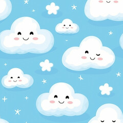 A blue background with a pattern of clouds and stars