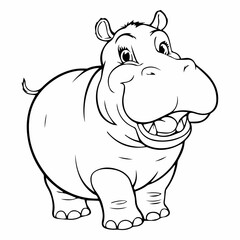 Fototapeta premium Hippo cartoon Coloring Page Illustration