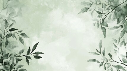 Serene Watercolor Leaves: A Tranquil Green Botanical Illustration