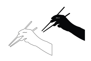 Vector of Chopsticks icon set illustration isolated on white background. Chopsticks silhouette and logo art work.