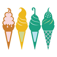 Different types of con ice creams silhouettes-2
