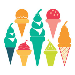Different types of con ice creams silhouettes-9