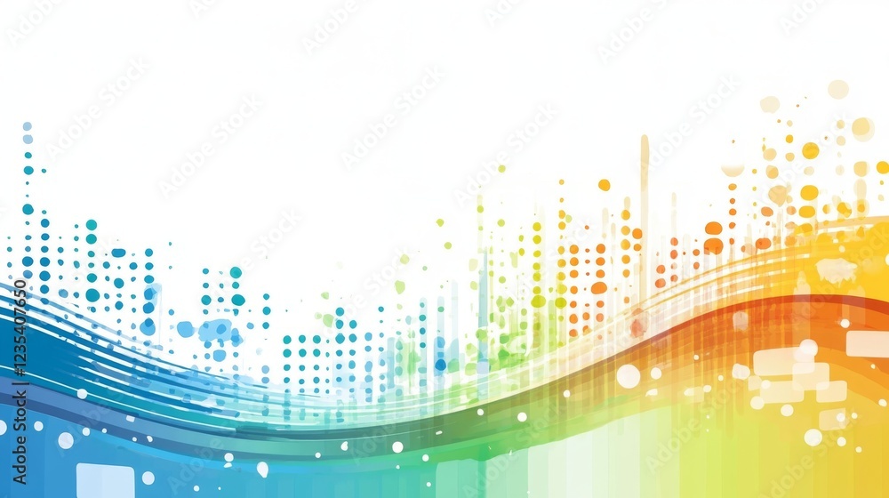 Poster abstract colorful wave background design with halftone dots and bright hues