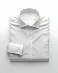 3D Render of Folded White Dress Shirt Mockup, Realistic Clothing Illustration