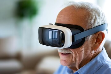 Senior Man Experiencing Virtual Reality