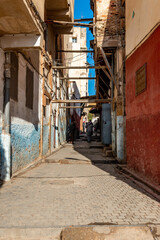  View of Buildings on the street of Mellah, Jewish quarter in Fes