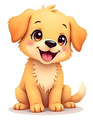 Fototapeta premium Adorable Golden Retriever Puppy Cartoon Illustration