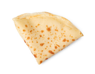 One delicious folded crepe isolated on white, top view