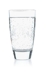 Refreshing soda water in glass isolated on white