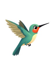 Fototapeta premium Adorable Hummingbird in Flight Watercolor Illustration