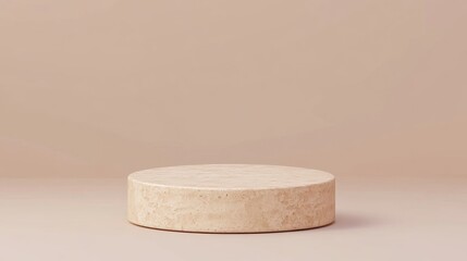 Beige cylindrical platform on neutral background
