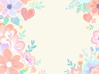 Fototapeta premium Pastel Floral Frame: Delicate Blossom Border for Romantic Designs