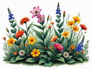 A colorful garden of wildflowers