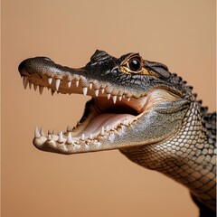 Obraz premium Close-Up Image of a Crocodile with Open Mouth