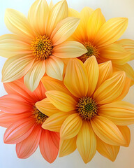 Naklejka premium Vibrant Orange and Yellow Dahlia Flower Illustration