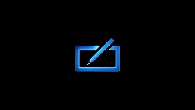 Edit icon, simple design edit icon animation.  neon 4k animation video