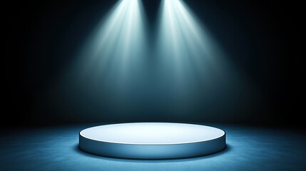 Illuminated Circular Platform Under Twin Spotlights