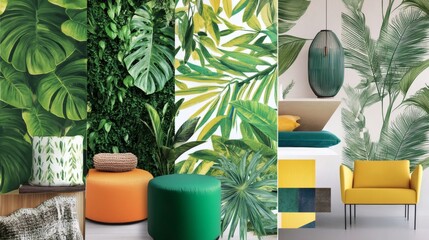 Tropical Paradise Vibrant Green Leaf Wallpaper and Home Decor Inspiration