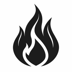 Bold Black and White Fire Symbol Graphic