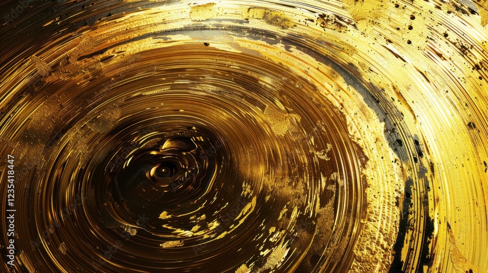Poster Abstract golden swirl texture with circular patterns and shiny surface, creating luxurious and elegant feel. Perfect for backgrounds or artistic designs