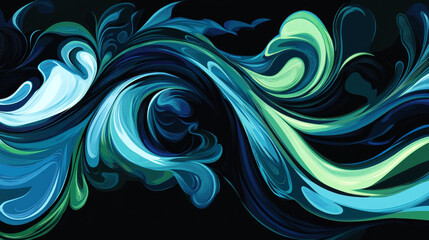 Obraz premium Dynamic Flowing Waves Surreal Motion in Aqua and Emerald