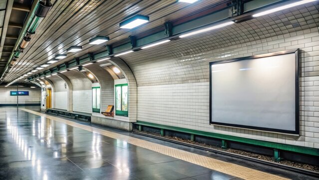 Empty billboard inside subway station in Paris