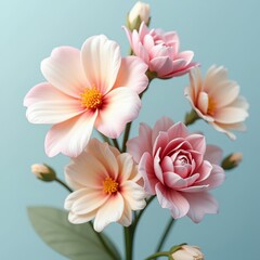 Obraz premium A delicate, pale pink flower with a yellow center